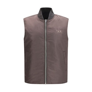 Brown Polyamide Sleeveless Jacket