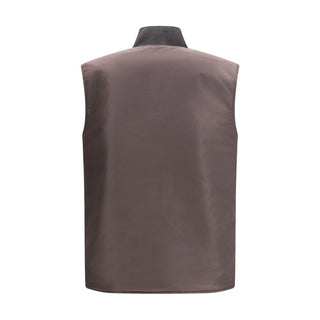 Brown Polyamide Sleeveless Jacket
