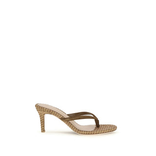 Sandalias de tacón stiletto de rafia beige