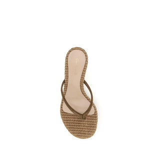 Beige Raffia Stiletto Heel Sandals