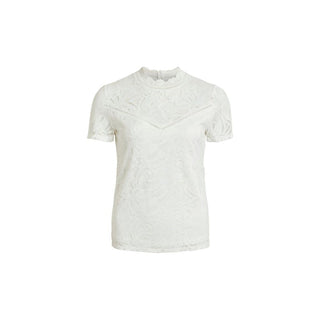 Cremefarbenes Polyamid-T-Shirt
