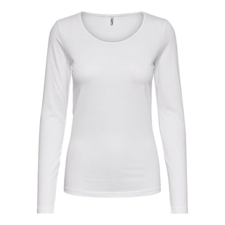 Weißes Langarm-T-Shirt aus Baumwolle