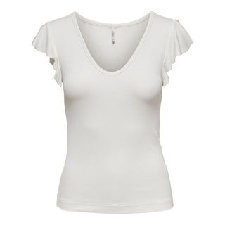 Cremefarbenes Viskose-T-Shirt