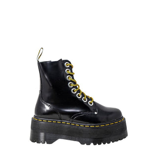 Schwarze Leder-Schnürstiefel