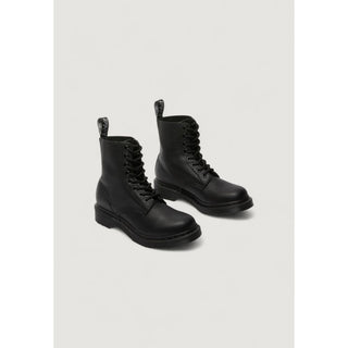 Schwarze Leder-Schnürstiefel