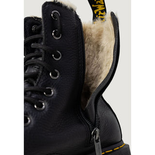 Schwarze Leder-Schnürstiefel
