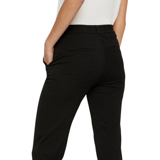Black Polyester Casual Pants