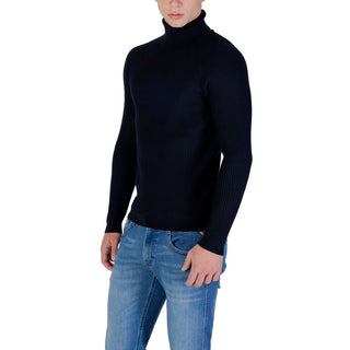 Blauer Viskose-Rollkragenpullover