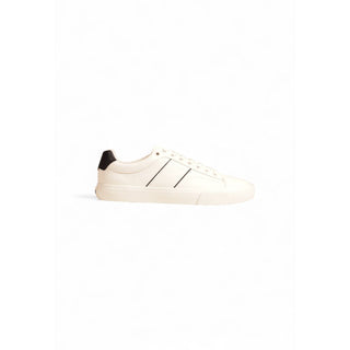 Cremefarbene Low-Top-Sneaker aus Leder