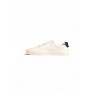 Cremefarbene Low-Top-Sneaker aus Leder