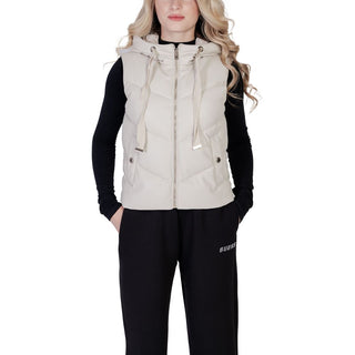Cremefarbene ärmellose Jacke aus Polyethylen