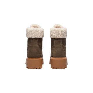 Botas marrones de cuero reciclado con cordones