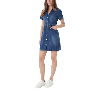 Blaues Baumwoll-Midikleid