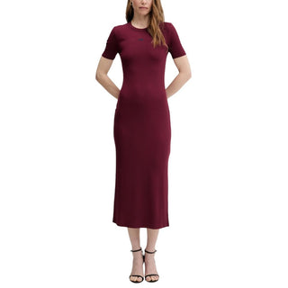 Bordeauxfarbenes langes Modal-Kleid