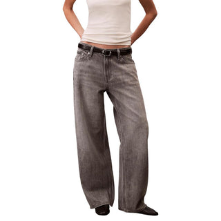 Graue Baumwoll-Boyfriend-Jeans