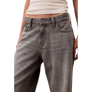Graue Baumwoll-Boyfriend-Jeans