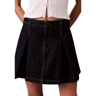 Blue Cotton Mini Skirt