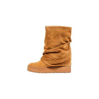 Beige Suede Leather Ankle Boots