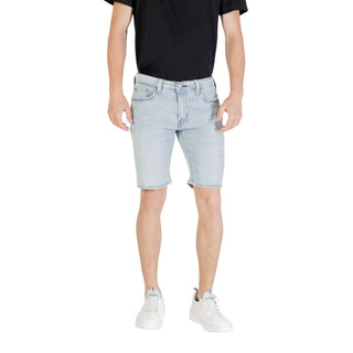 Hellblaue Bermuda-Shorts aus Baumwolle