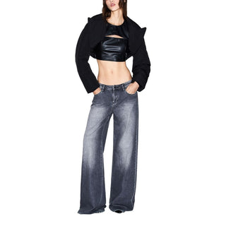 Gray Cotton Relaxed Fit Jeans