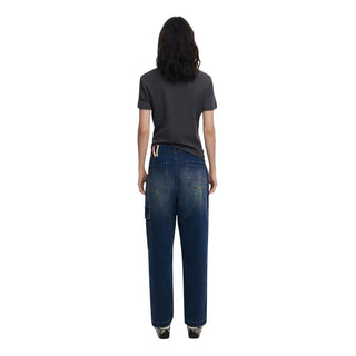 Blaue Boyfriend-Jeans aus Baumwolle
