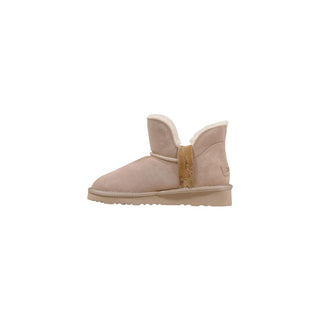 Beige Leder-Stiefeletten