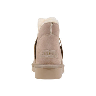 Beige Leder-Stiefeletten