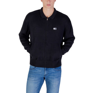 Schwarze Strickjacke aus recycelter Baumwolle