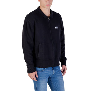 Schwarze Strickjacke aus recycelter Baumwolle