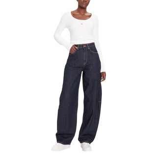 Jeans mom azules de algodón