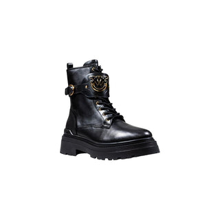 Schwarze Leder-Stiefeletten