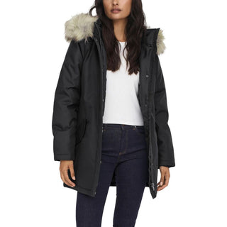 Schwarzer Polyester-Parka