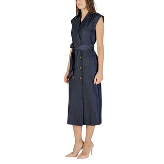 Vestido largo azul de poliéster