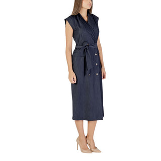 Vestido largo azul de poliéster