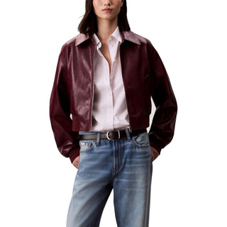 Chaqueta de cuero de polietileno burdeos