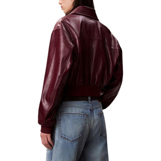 Chaqueta de cuero de polietileno burdeos