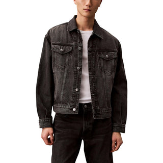 Schwarze Jeansjacke aus Baumwolle