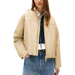 Beige Baumwoll-Bomberjacke