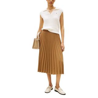 Falda midi marrón de poliéster reciclado