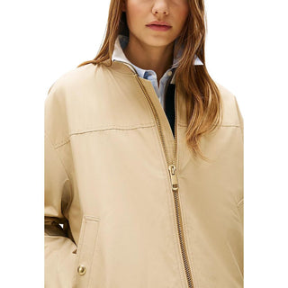 Beige Baumwoll-Bomberjacke