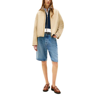 Beige Baumwoll-Bomberjacke