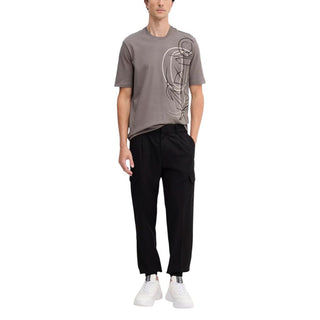 Black Polyester Casual Pants