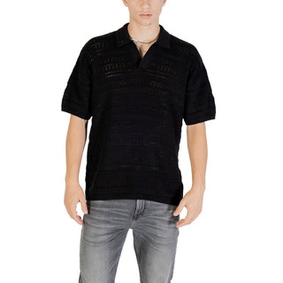 Schwarzes Poloshirt aus Baumwolle