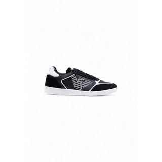 Schwarz-weiße sportliche Leder-Sneakers