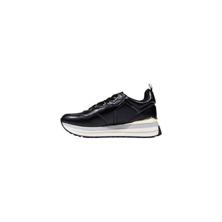 Zapatillas con plataforma de cuero artificial negras