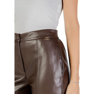 Brown Polyester Casual Pants