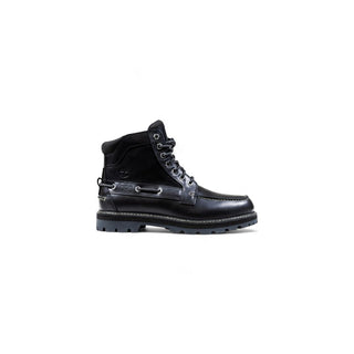 Black Leather Lace-Up Boots