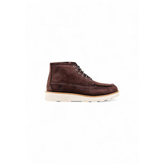 Brown Leather Lace-Up Boots