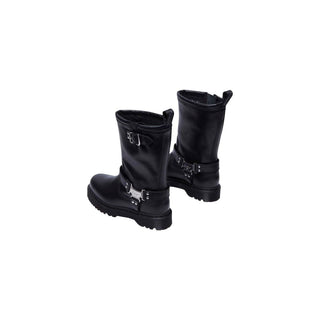 Black Leather Lace-Up Boots