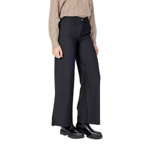 Black Polyester Flared Pants